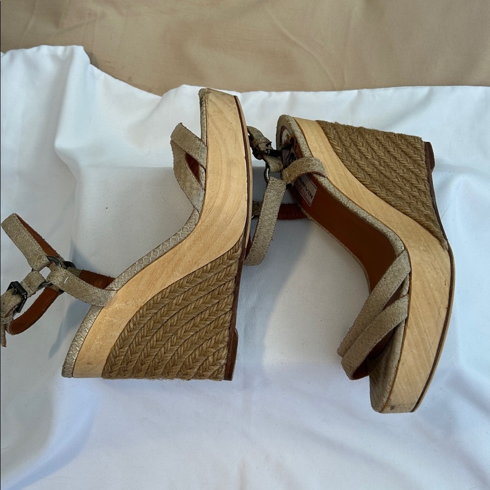 Lanvin Paris Python-Embossed Espadrille Wedges Eu… - image 5